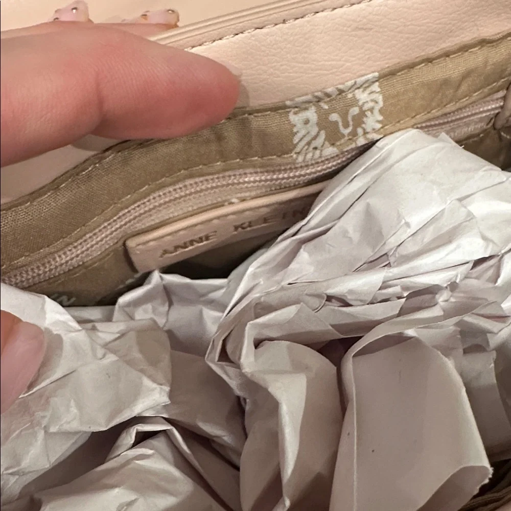 Anne Klein Pale Pink Crossbody with Floral Scarf Accent - Picture 3 of 5